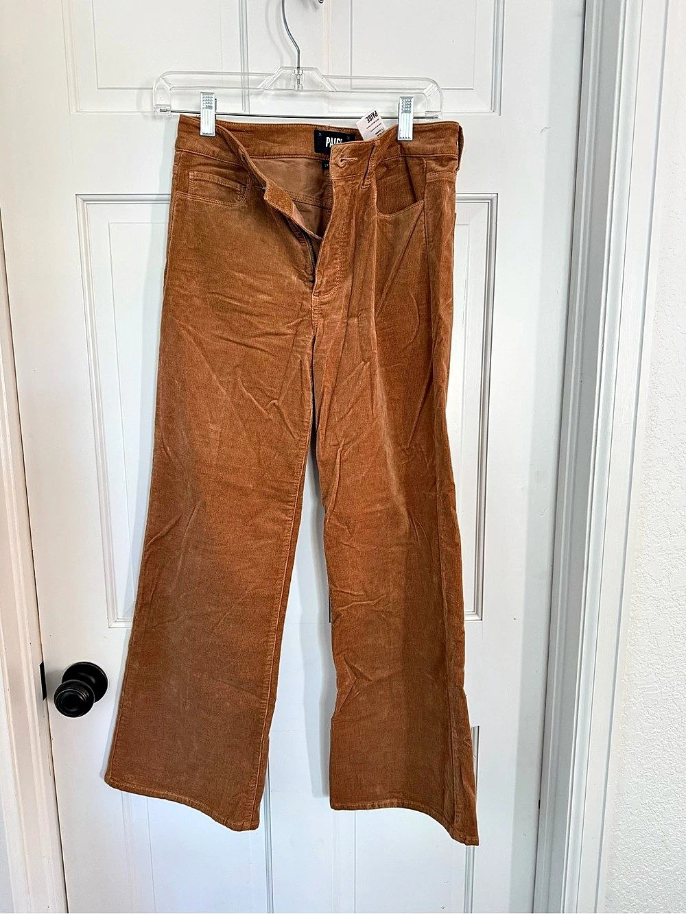 Paige Anessa High Rise Wide Leg Corduroy Pants Brown Waist 27
